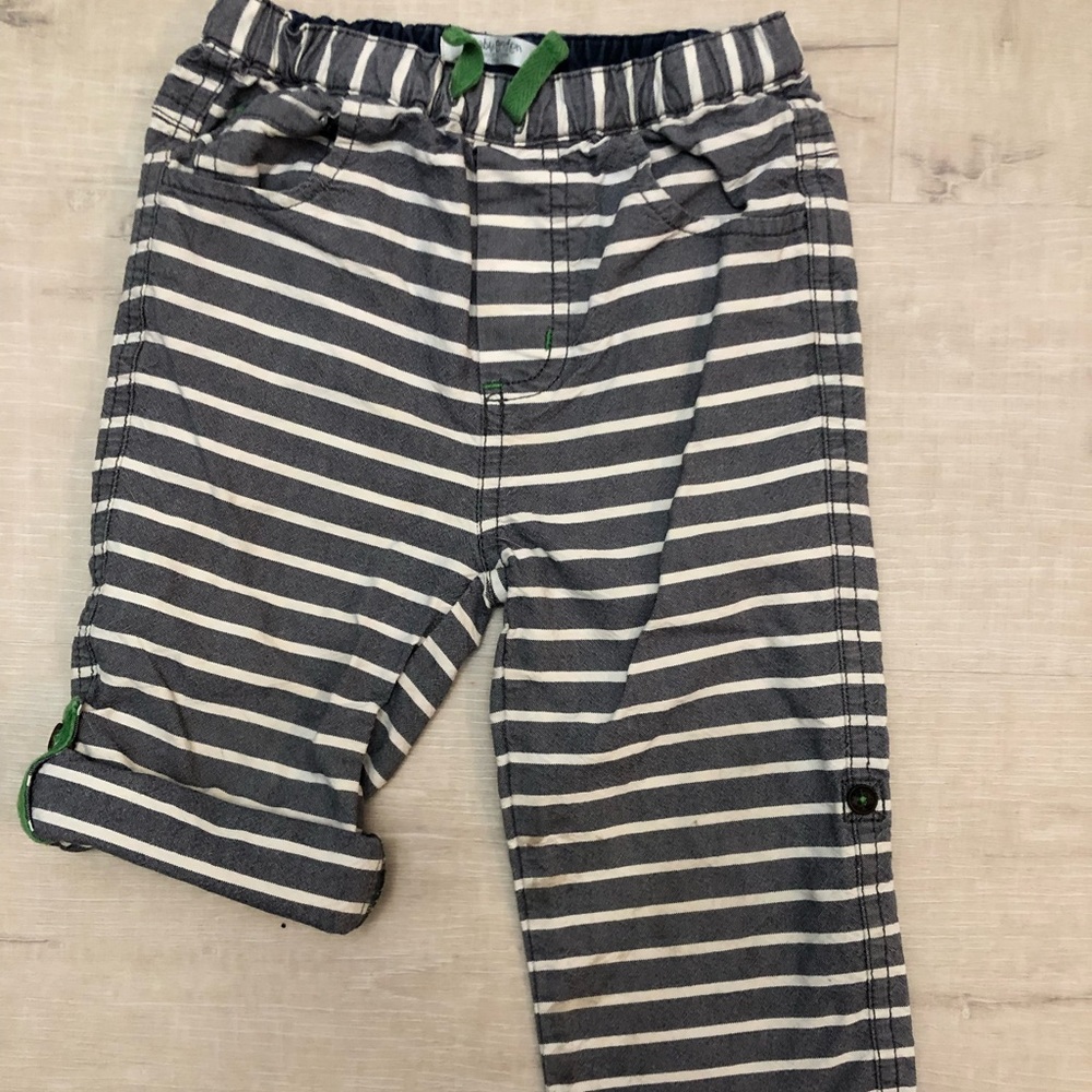 2-3 Baby Boden Gray Stripe Roll Up Pants